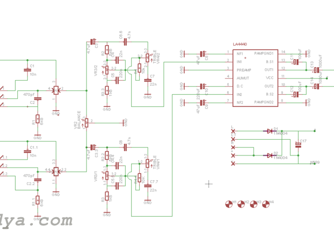 Skema Rangkaian Power dan Amplifier Stereo IC LA4440