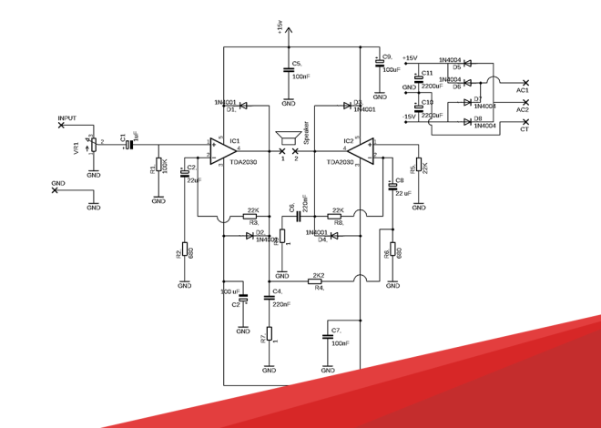 Rangkaian Power dan Amplifier BTL IC TDA 2030